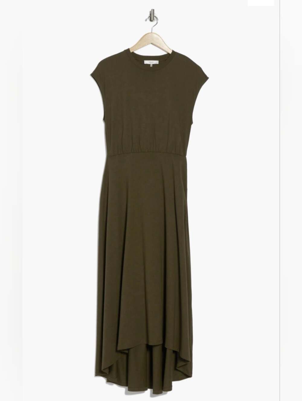 FRAME Olive Green Organic Cotton High Low Jersey Dress Size S NWT